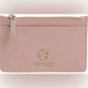 TED BAKER LONDON Jorjana Flower Eyelet Leather Zip Card Holder